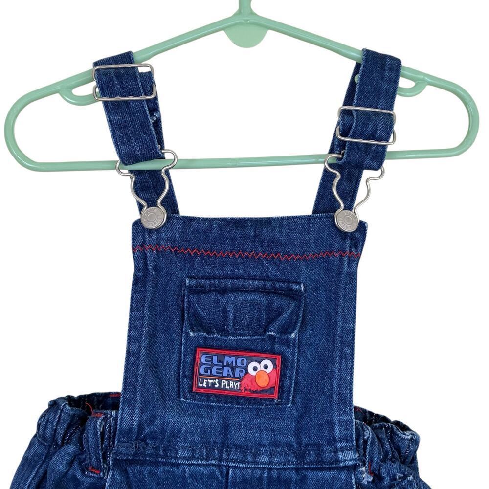 Sesame Street Baby Sz 18 mo Vintage 90s Denim Bib Style Shortalls Overalls - Picture 2 of 16